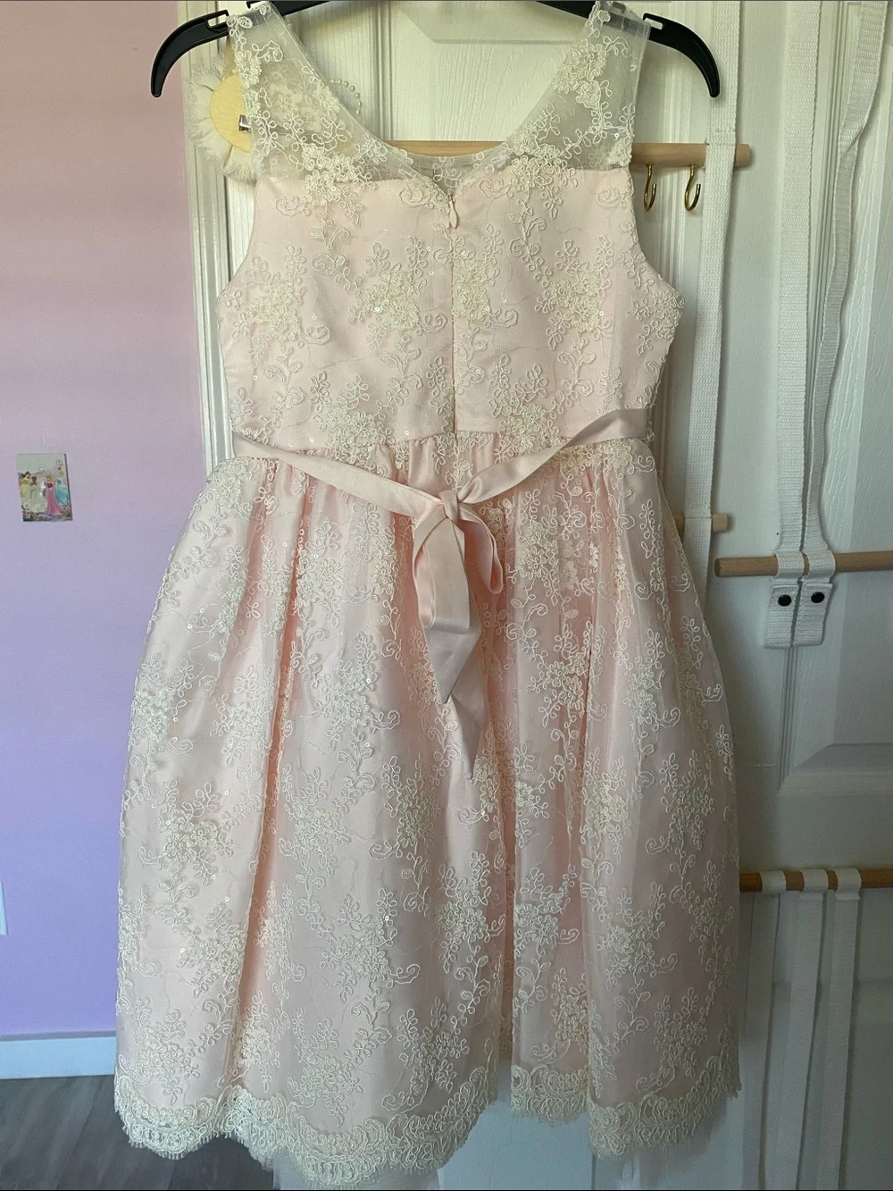 American Princess Pink Lace Formal Dress with Gold Accents
